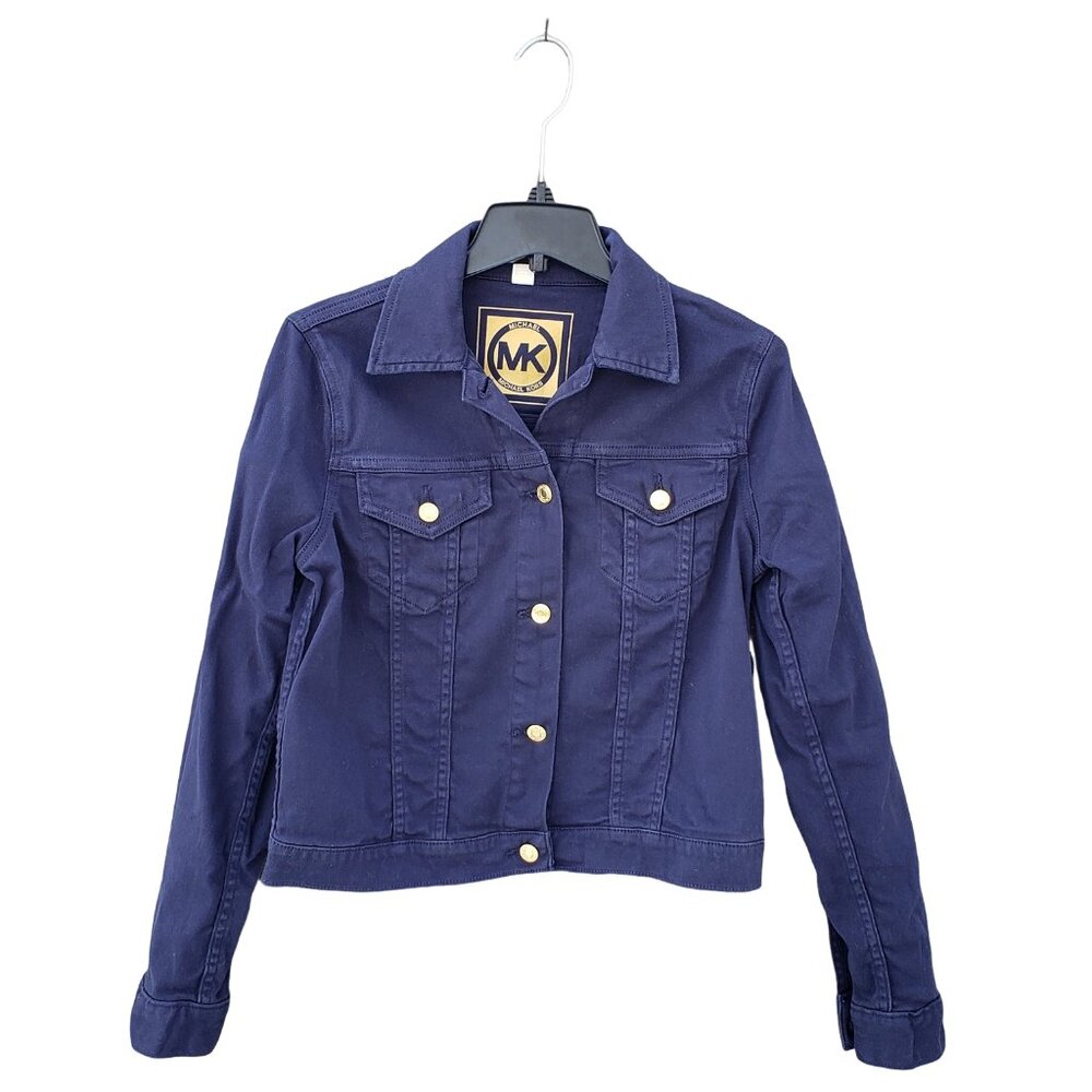 Michael Kors cropped jean jacket, navy blue size M